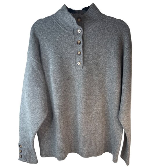 ZARA Sweaters - ZARA Gray Large Ribbed Button-Up High Collar Sweater